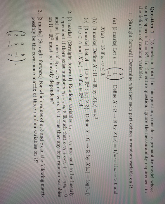 Solved Question 1 [15 marks in total] In this question, | Chegg.com
