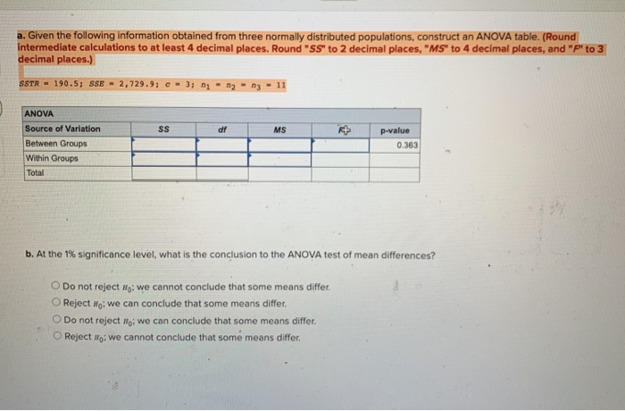 Solved a. Given the following information obtained from | Chegg.com