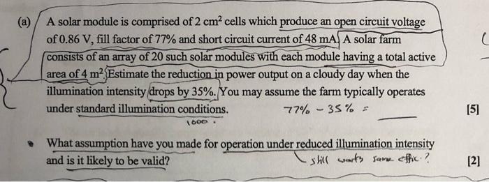 Solved (a) A solar module is comprised of 2 cm2 cells which | Chegg.com