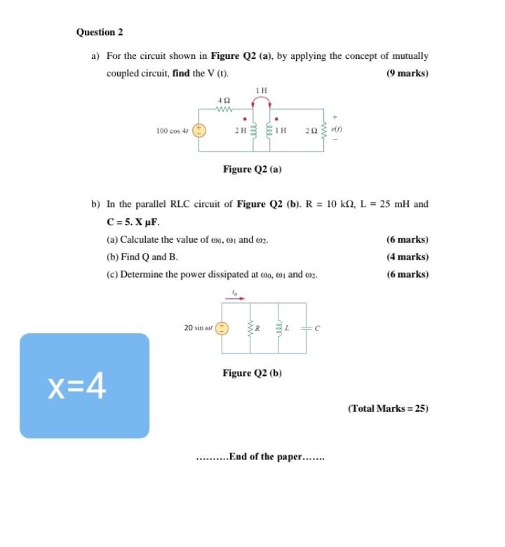Solved Question 2 a) For the circuit shown in Figure Q2 (a), | Chegg.com