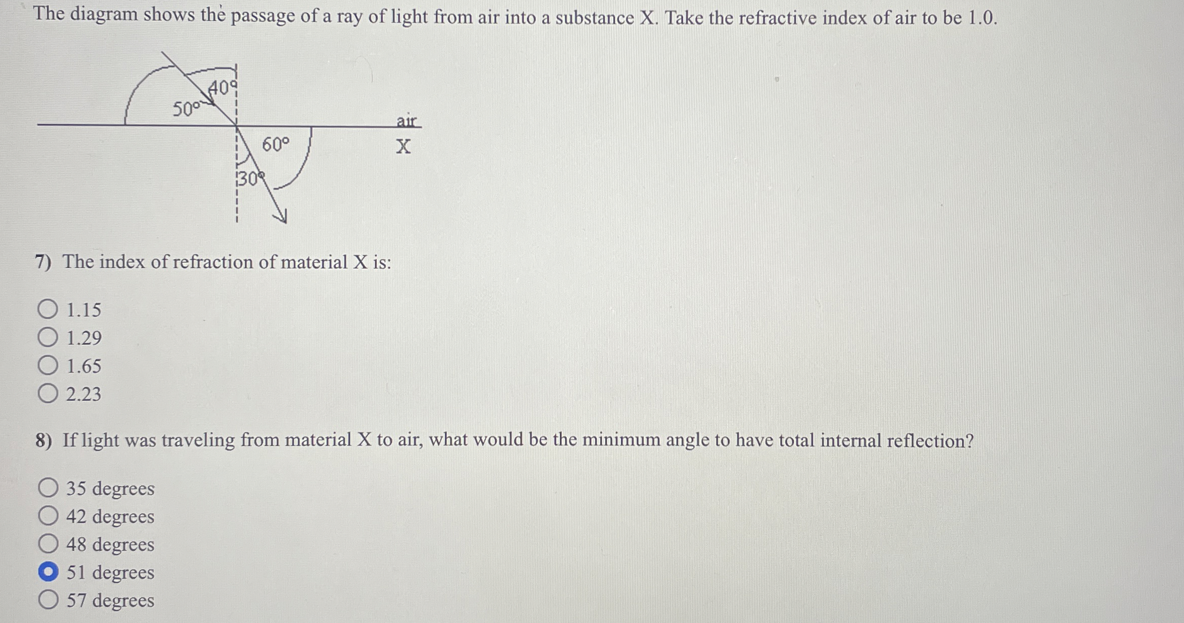 Solved The diagram shows the passage of a ray of light from | Chegg.com