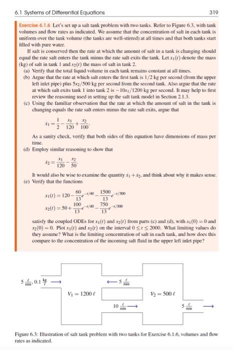 Solved Exercise 6.1.6 Let's set up a salt tank problem with | Chegg.com