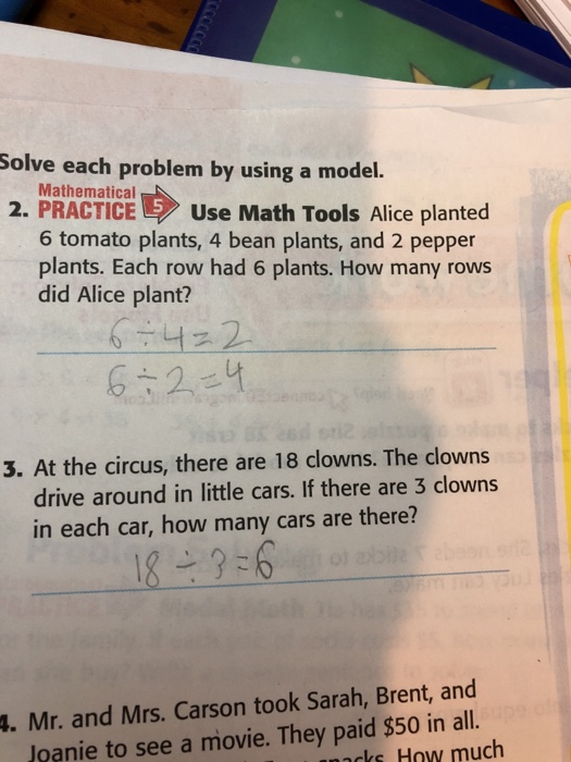 Model Based Problems Elementary Math Solved Solve each problem by using a model. Mathematical 2. | Chegg.com