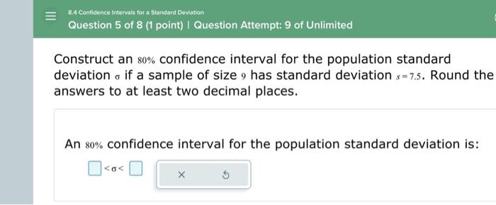 Solved Construct an 80% confidence interval for the | Chegg.com