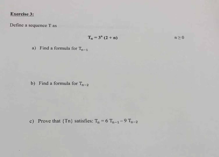 Tn Sequence Math Solved Exercise 3: Define a sequence T as T, 3