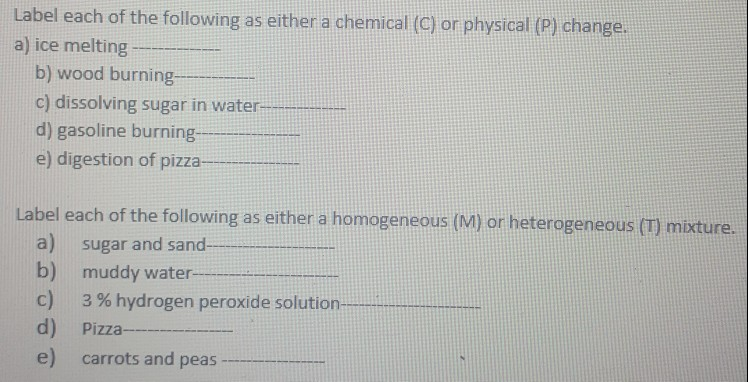 Solved Label each of the following as either a chemical (C) | Chegg.com