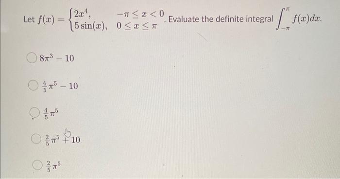 Solved Let F X {2x4 5sin X −π≤x