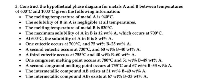 Solved 3. Construct The Hypothetical Phase Diagram For | Chegg.com