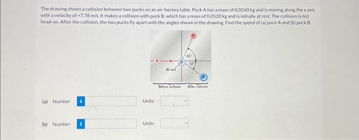Solved The drawing shows a collision between two pucks on an | Chegg.com
