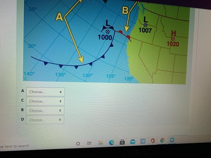 Solved Sing the supplied weather map, identify the different | Chegg.com