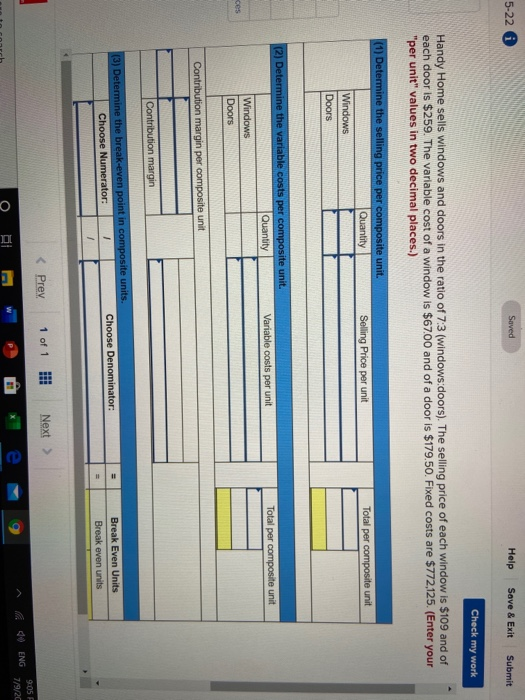 Solved 5-22 Saved Help Save & Exit Submit Check my work | Chegg.com