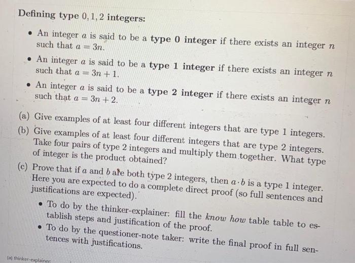 Solved - An integer a is said to be a type 0 integer if | Chegg.com
