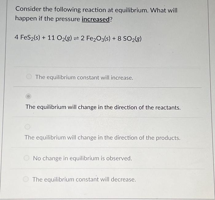 Solved Consider the following reaction at equilibrium. What | Chegg.com