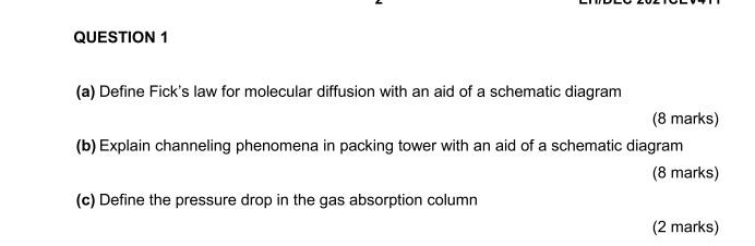 Solved QUESTION 1 (a) Define Fick's law for molecular | Chegg.com