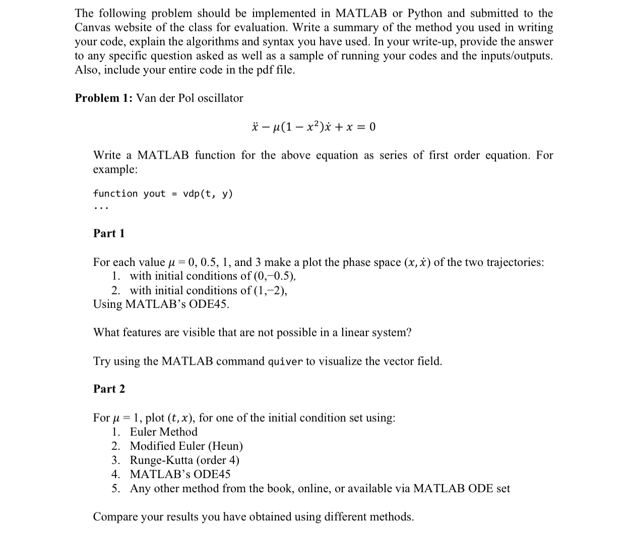 Solved The following problem should be implemented in MATLAB | Chegg.com