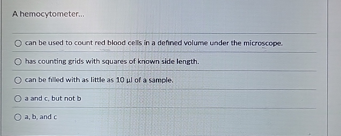Solved A hemocytometer...can be used to count red blood | Chegg.com