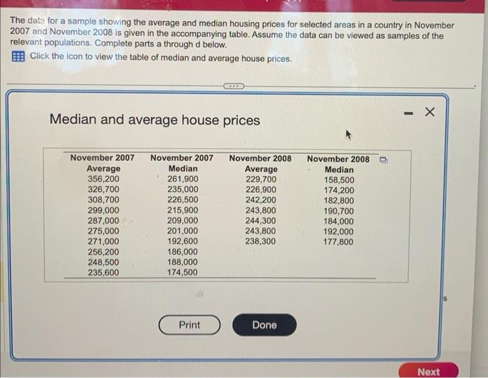 Solved The Data For A Sample Showing The Average And Median | Chegg.com