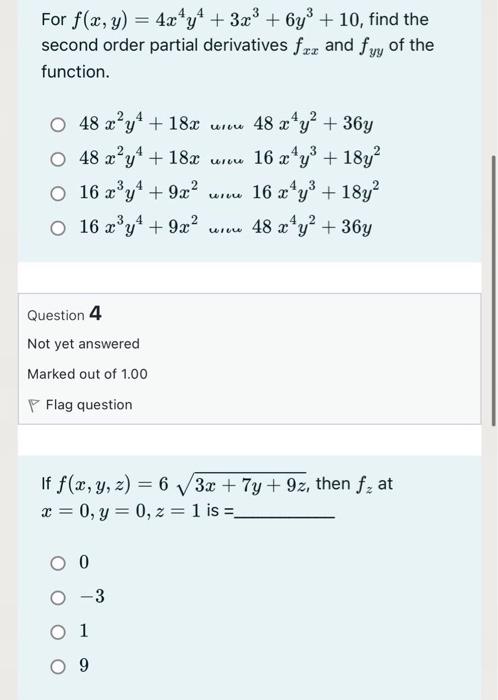 Solved For F X Y 4 X 4 Y 4 3 X 3 6 Y 3 10 Chegg Com