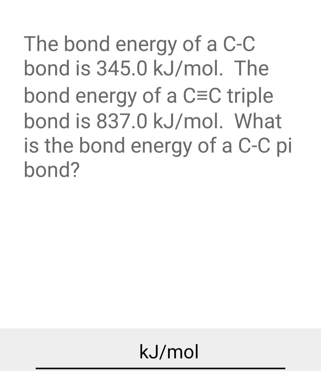 Solved Using The Bond Energies Provided, Calculate The | Chegg.com