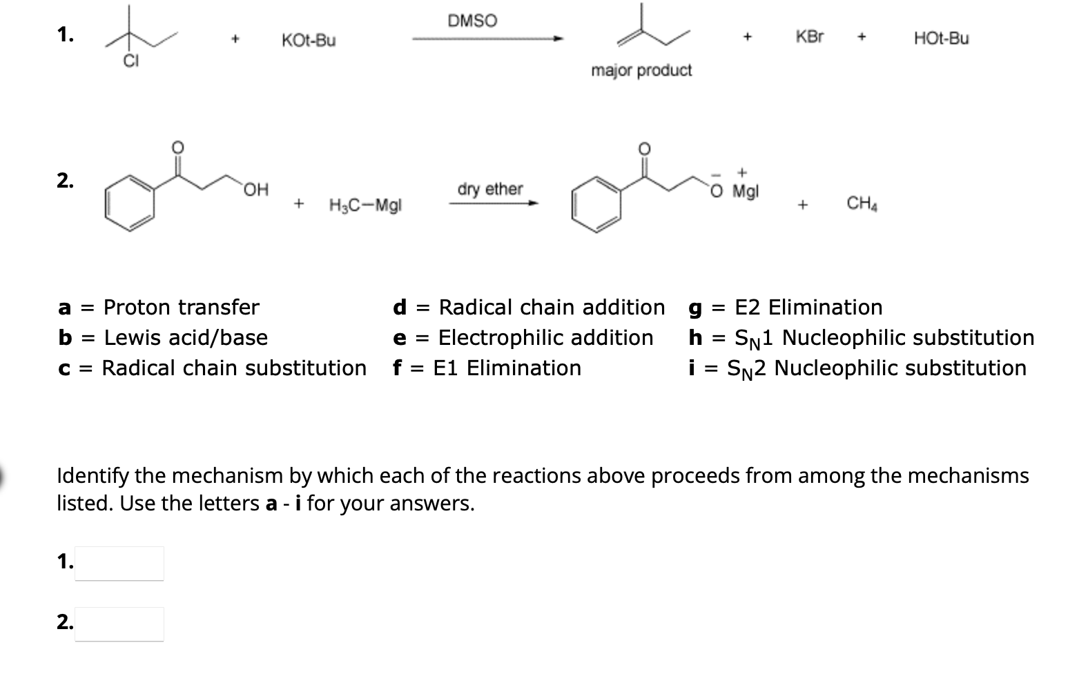 Solved Identify the mechanism by which each of the reactions | Chegg.com