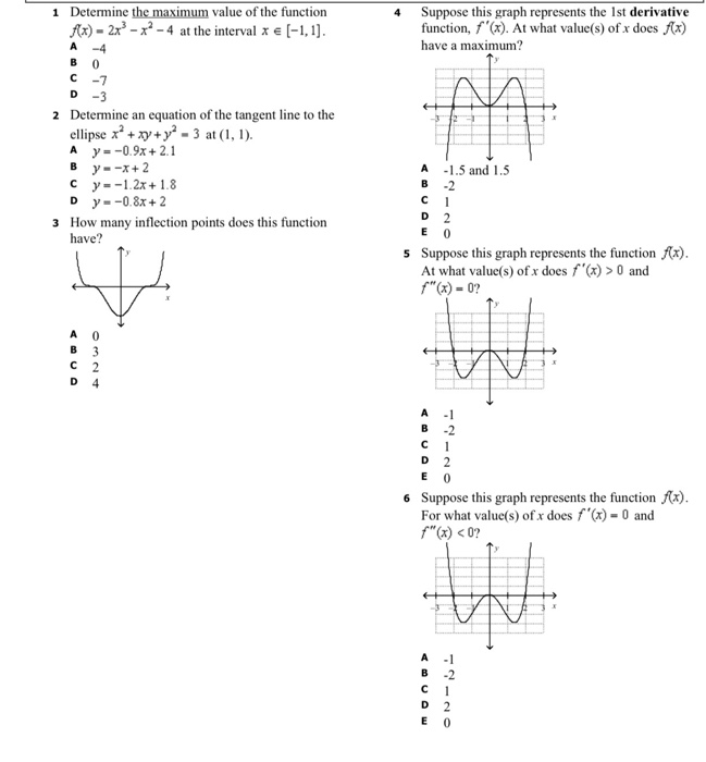 Solved 1 Determine The Maximum Value Of The Function F(x) - | Chegg.com