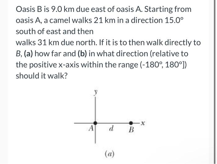 Solved Oasis B Is 9.0 Km Due East Of Oasis A. Starting From | Chegg.com