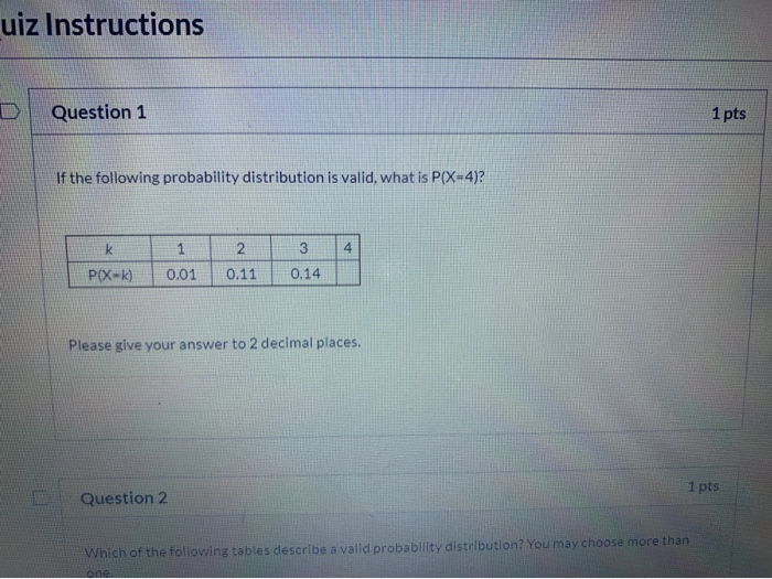 Solved uiz Instructions Question 1 1 pts If the following | Chegg.com