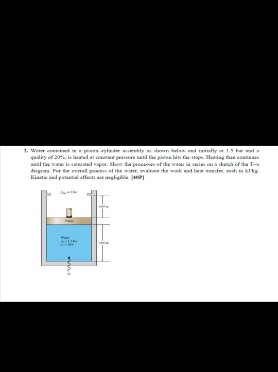 Solved 2. Water Contained In A Piston-cylinder Assembly As | Chegg.com