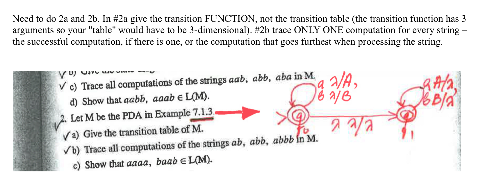 Solved Need to do 2a and 2b. ﻿In #2a give the transition | Chegg.com