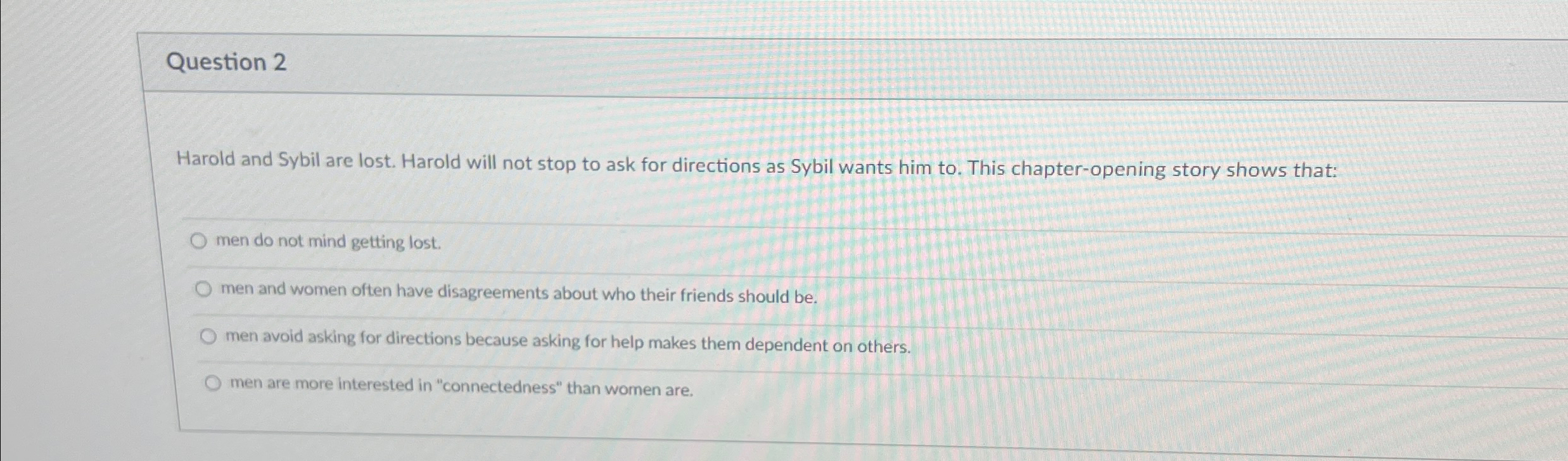 Solved Question 2Harold and Sybil are lost. Harold will not | Chegg.com