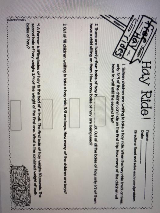 Solved Hay Ride! Hay rides Name Date Directions Read and | Chegg.com