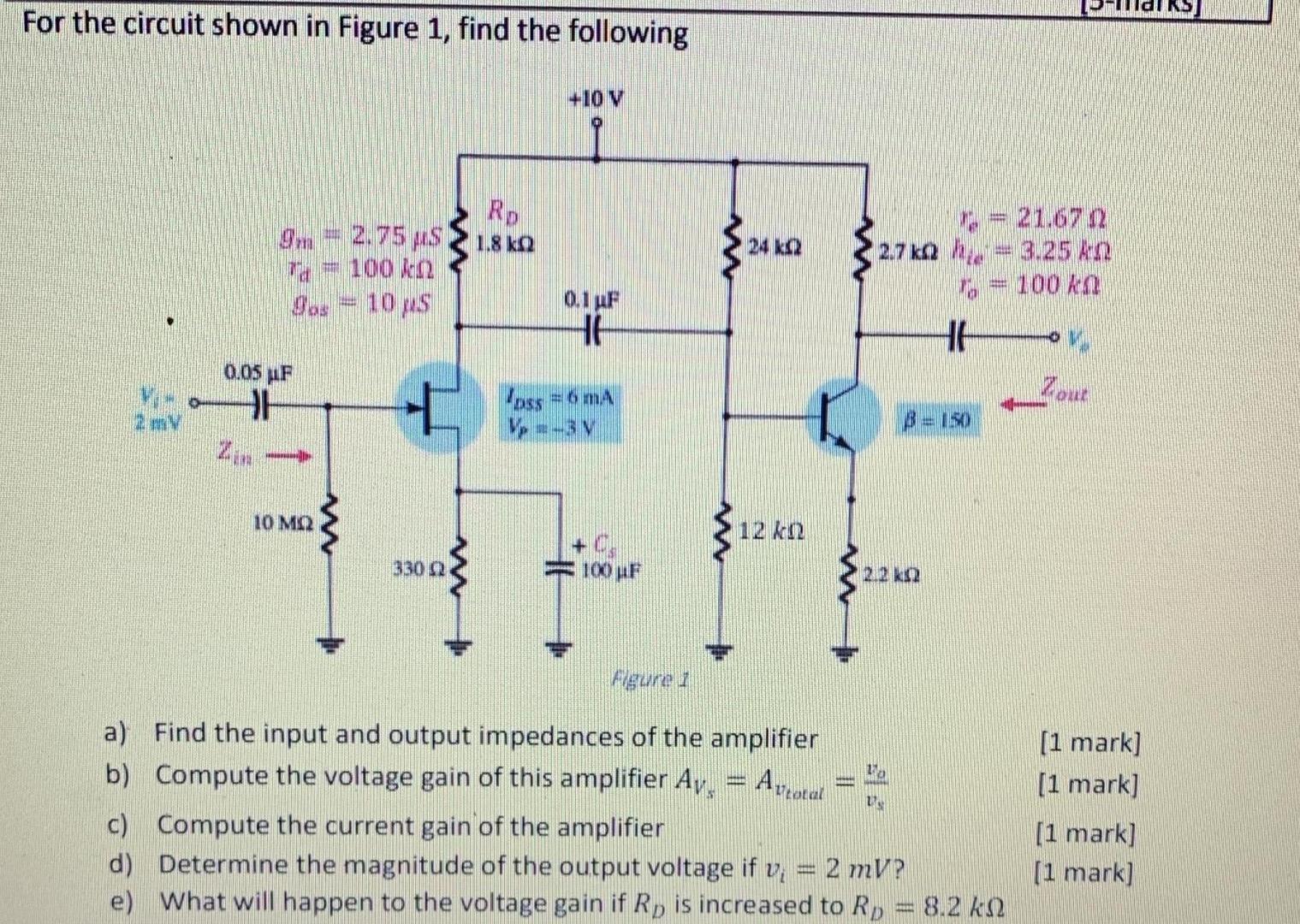 Solved For The Circuit Shown In Figure 1, Find The Following 