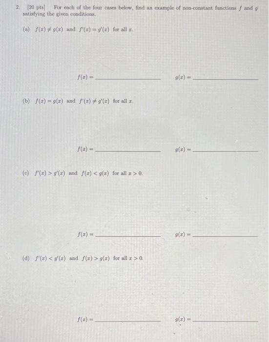 Solved 2. [20 Pts] For Each Of The Four Cases Below, Find An | Chegg.com