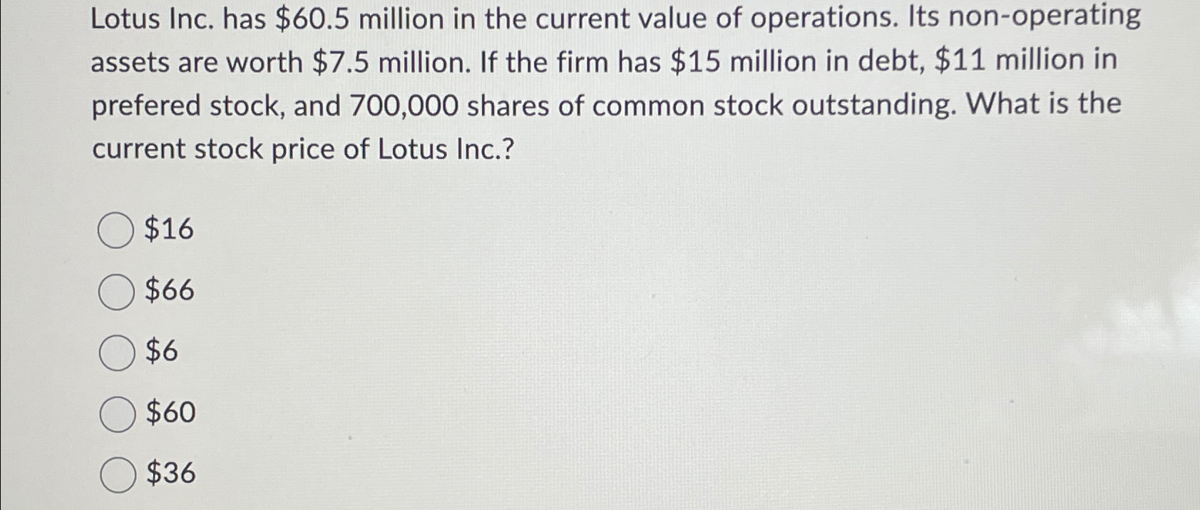 Solved Lotus Inc. has $60.5 ﻿million in the current value of | Chegg.com