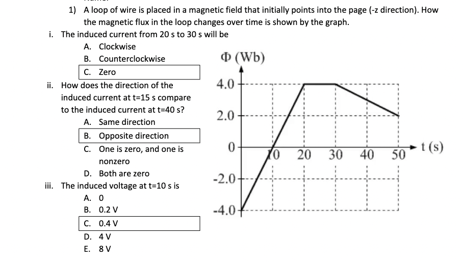 Solved A loop of wire is placed in a magnetic field that | Chegg.com