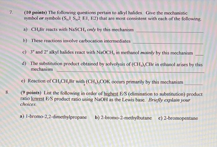 Solved 7. (10 points) The following questions pertain to | Chegg.com