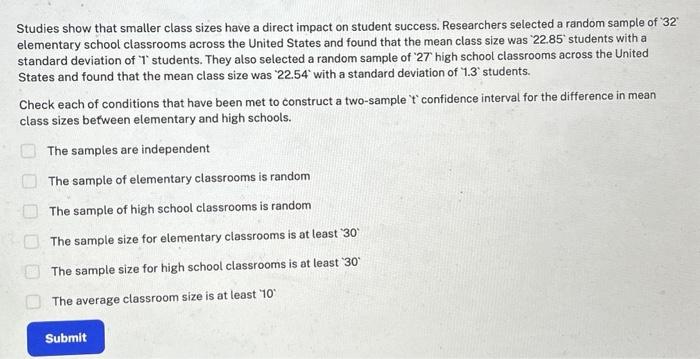 Solved Studies show that smaller class sizes have a direct | Chegg.com