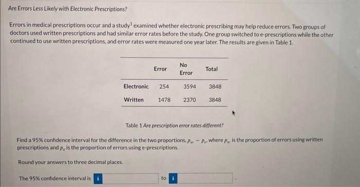 Solved Are Errors Less Likely with Electronic Prescriptions? | Chegg.com