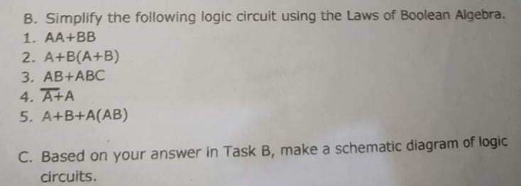 Solved B. Simplify The Following Logic Circuit Using The | Chegg.com