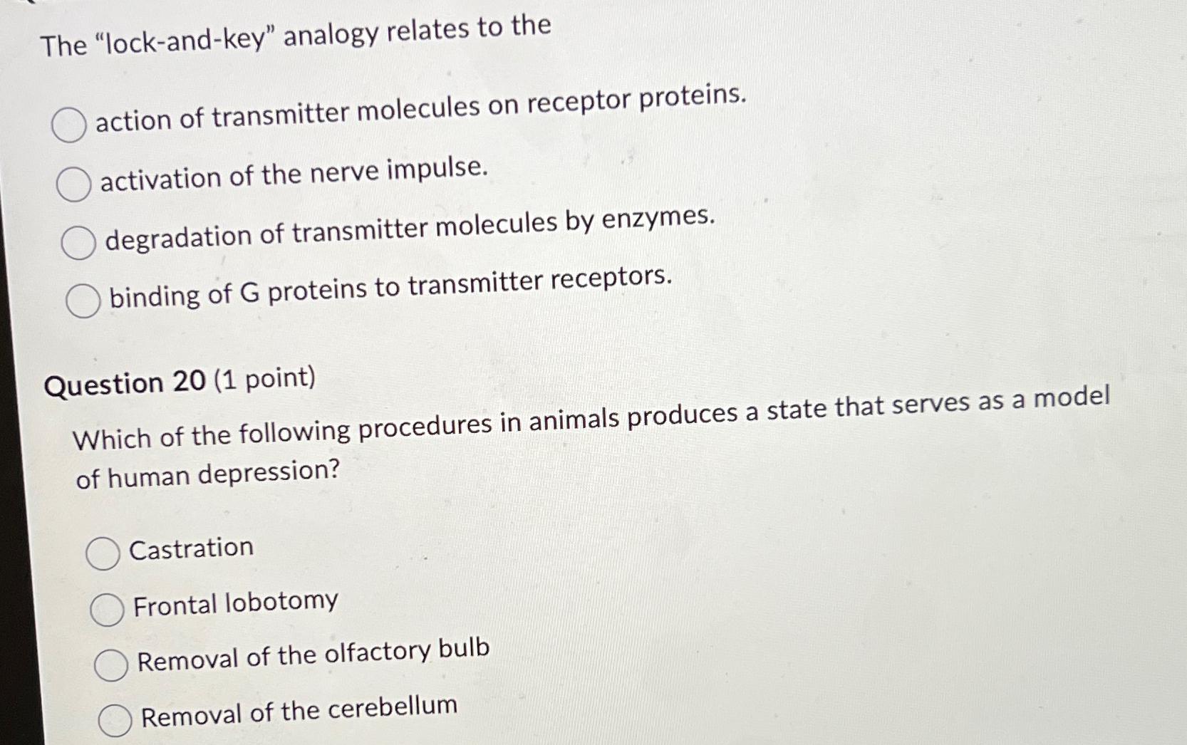Solved The "lockandkey" analogy relates to theaction of