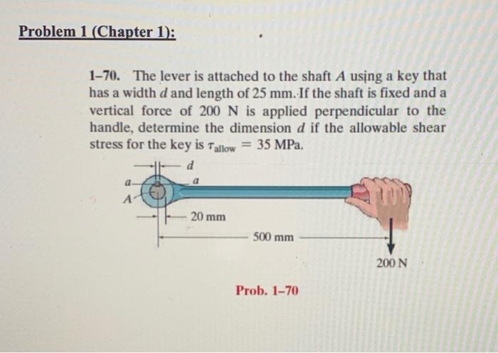 Solved Problem 1 (Chapter 1): 1-70. The lever is attached to | Chegg.com