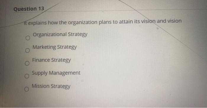 Solved Question 13 It explains how the organization plans to | Chegg.com