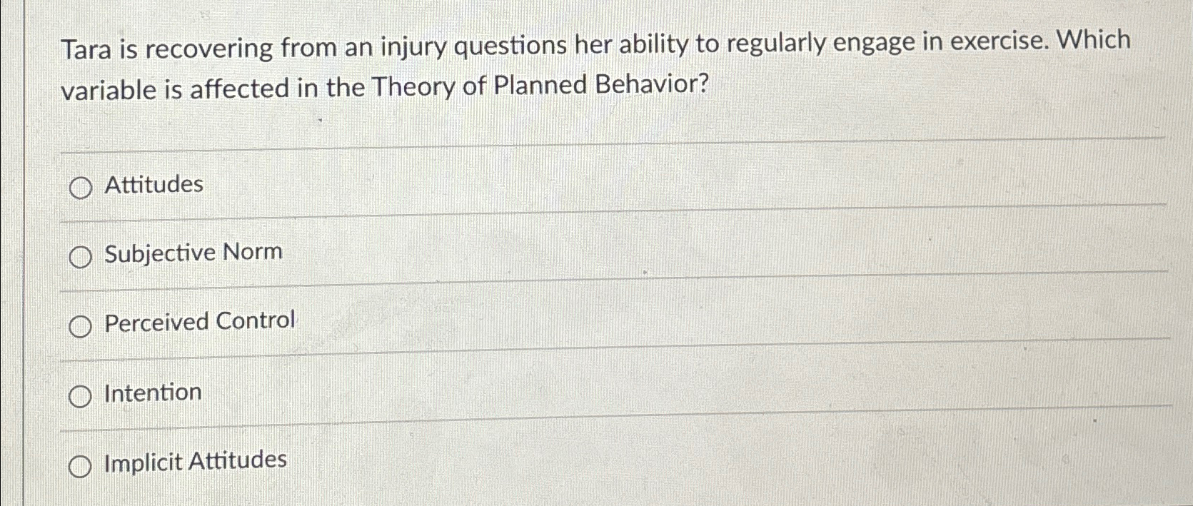 Solved Tara is recovering from an injury questions her | Chegg.com