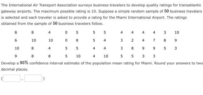 Solved The International Air Transport Association Surveys | Chegg.com