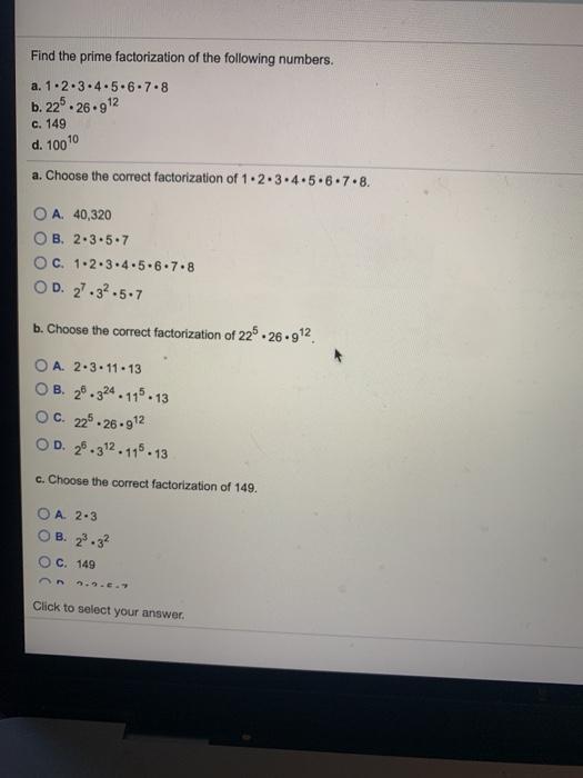 Solved Find the prime factorization of the following | Chegg.com