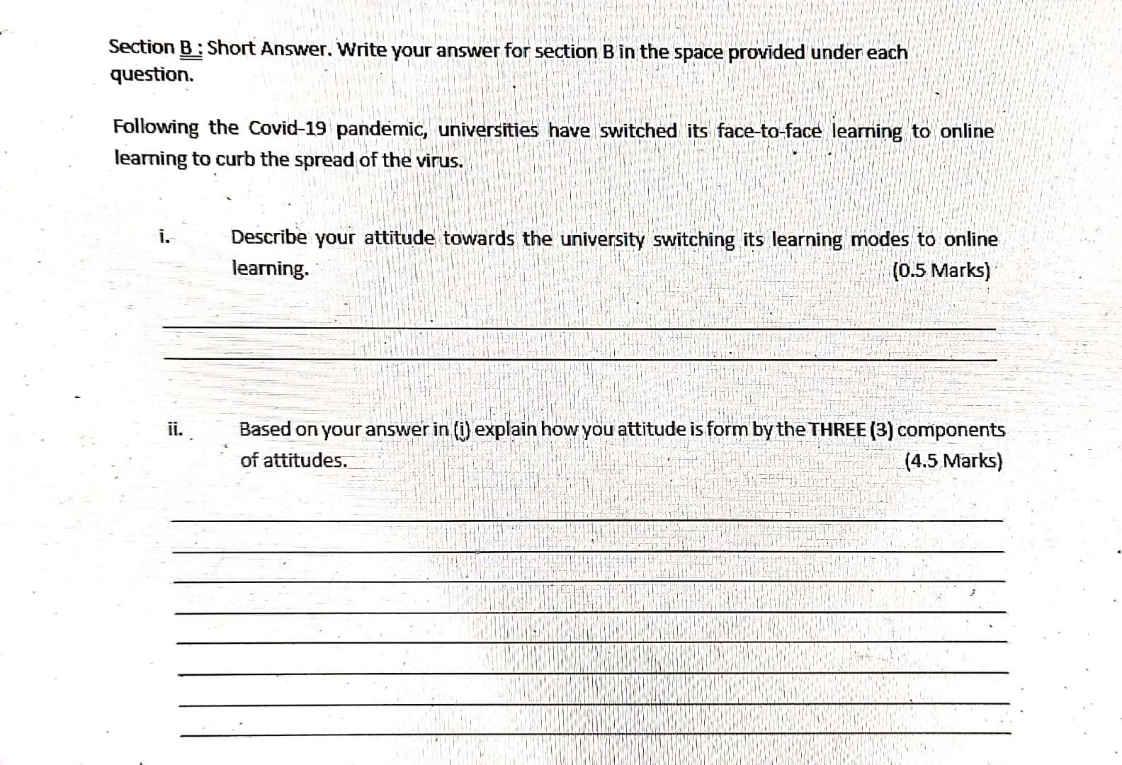 Solved Section B : Short Answer. Write Your Answer For | Chegg.com