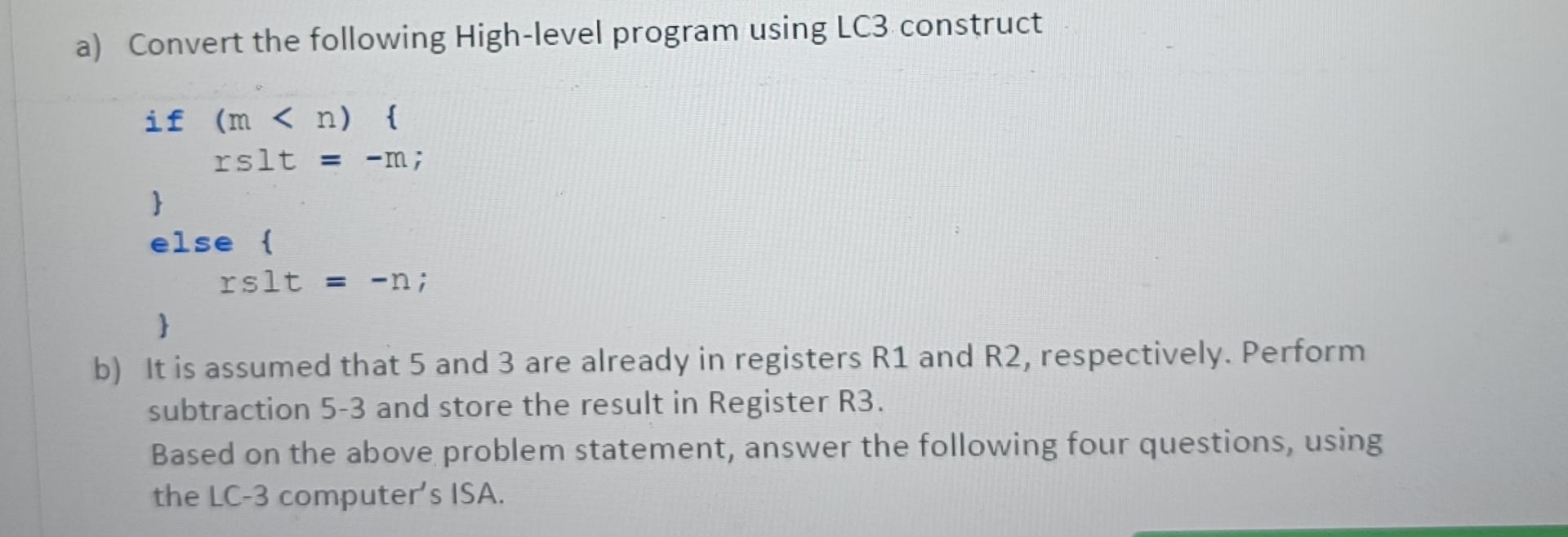 Solved a) Convert the following High-level program using | Chegg.com