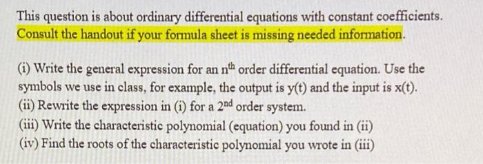 Solved This question is about ordinary differential | Chegg.com