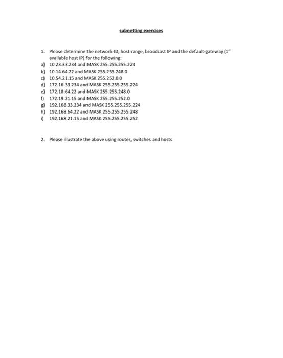 Solved 1. Please determine the network 4D, host range, | Chegg.com