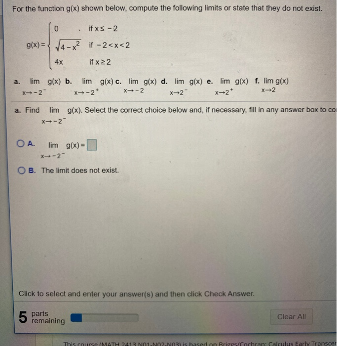 Solved For The Function G(x) Shown Below, Compute The | Chegg.com